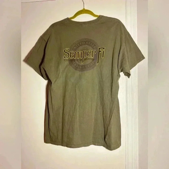 Marine Corps Semper Fi Green T-Shirt- USMC OD Green. USMC. Short Sleeve. - Picture 5 of 10